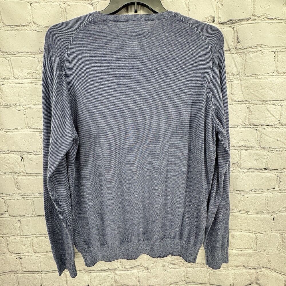 Bonobos Sweater Men's L Feder Stripe Midnight Blue Lightweight Cotton Classic View 2
